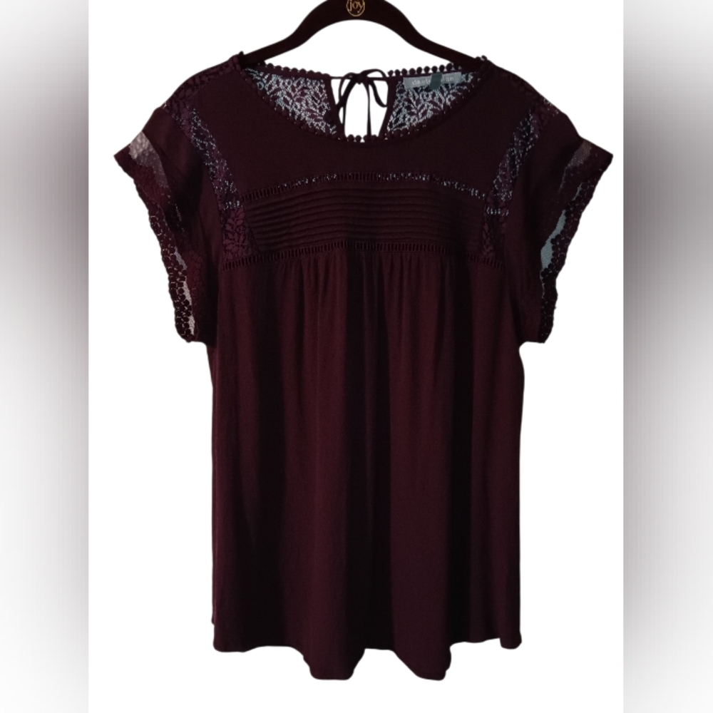 Daniel Rainn Burgundy Lace Women's Blouse